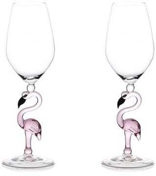 HOMSFOU 2 Pcs Flamingo Stem Wine Glasses Decorative Wine Glass for Home Bar Restaurant Party Wedding Anniversary Birthday Housewarming 10.71 X 6.61 X 3.31 in