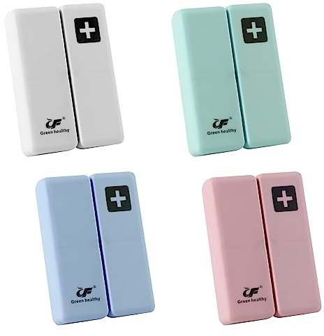 4 Stück Tablettenbox Pillendose Magnetischer, Wasserdich Tablettendose 7 Fächer Medikamentenboxen Tragbare Reise Tablettenbox Klein,Pocket Pharmacy Box für Medikamenten Aufbewahrung Fischöle Vitamin