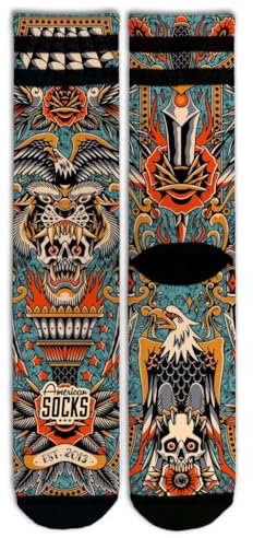 American Socks Dagger - Mid High L/XL - Sportsokken voor heren en dames, Crossfit-sokken, Padel-sokken, Running-sokken, Fiets-, Fiets- en Skate-sokken.