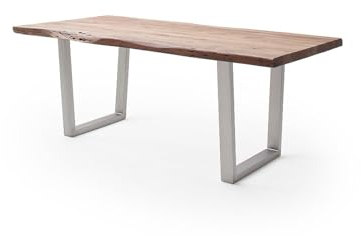 möbelando Baumkantentisch >Calabria< in Akazie Natur lackiert - 240x79,5x100 (BxHxT)