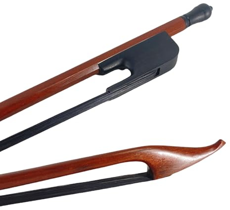 YoungMonic Arco barroco para violín 4/4, rana de ébano, madera de Brasil, lazo negro, lazos redondos de grado AAA, pelo de crin de caballo mongol (barroco)