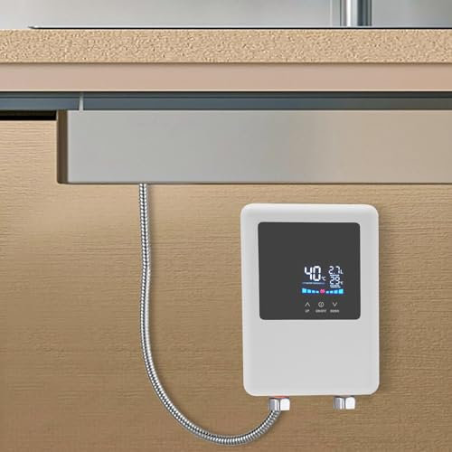 4500W Instant Warmwasserbereiter Elektrischer mit LCD-Digitaldisplay Warmwasserbereiter für Küchen, Waschräume, Badezimmer Warmwasser Durchlauferhitzer mit Fernbedienung (White)