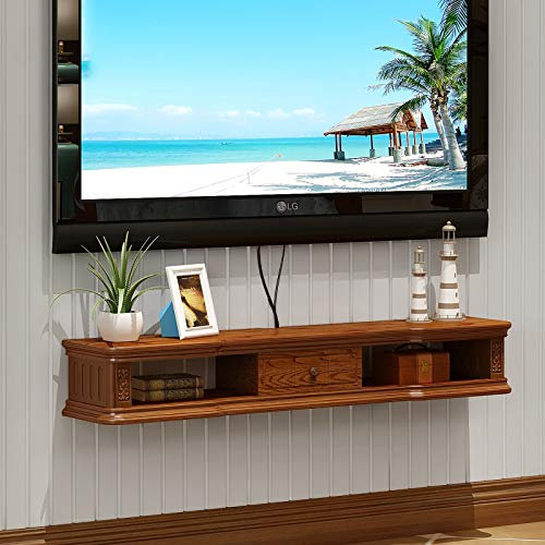 CuNtoHHH TV Unit Cabinet Low TV Unit Floating Shelves Floating Component Shelf for TV - Three Colour Panel 80/100/120/140CM - TV Multimedia Console Wall Mounted Wooden Easy to Install