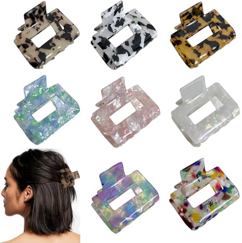 8 Stück Mittelgroße Haarklammern, BetterJonny Kunststoff Eckig Haarspangen Damen Rutschfeste Haarklammern Haarklauenclip Haarspange Krallenclip für Frauen Mädchen Damen Dünnes/Dickes Haar