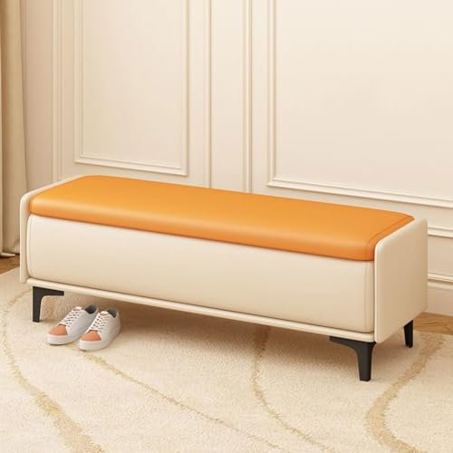 Leder Aufbewahrungsbank Ottomane Premium Gepolsterte Sitzende Bettbank für Wohnzimmer Schlafzimmer Schuhwickelbank mit Aufbewahrungsfunktion Flur Fußhocker