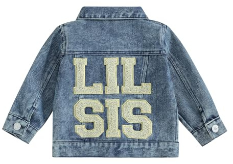 Edhomenn Baby Girls Denim Jackets Long Sleeve Back Letter Embroidery Jean Coats Infant Girls Fall Jackets Outerwear