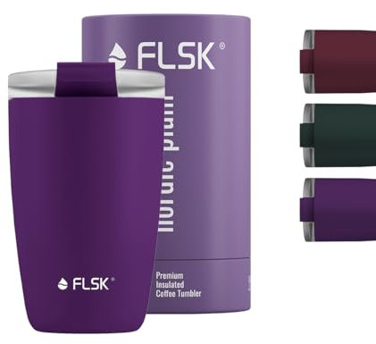 FLSK Kaffeebecher – Premium coffee to go-Becher aus Edelstahl – 100 % auslaufsicher, BPA-frei & doppelwandig – hält 3 h heiß (nordic plum, 350 ml)