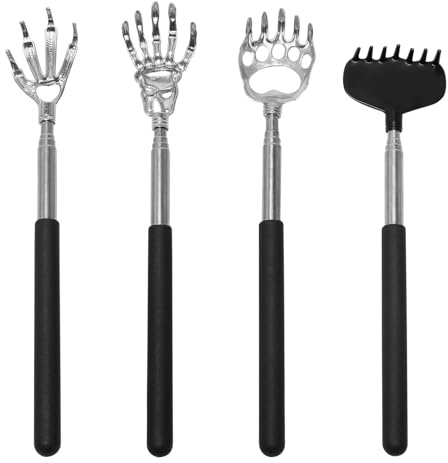 4 rascadores telescópicos de espalda, rascadores de espalda extensibles con mango de goma y garra de oso, garra de águila, rascadores de espalda para hombres, mujeres, niños y adultos (negro)