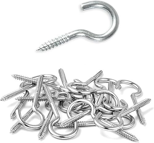 MindWissUp 26 Pezzi Ganci a Vite con Anello Aperto da 1.6 pollice/40mm, Ganci a Vite per Soffitto Nichelati, per Pareti Interni ed Esterni, per Appendere Piante, Tazze, Mensole per Cucina