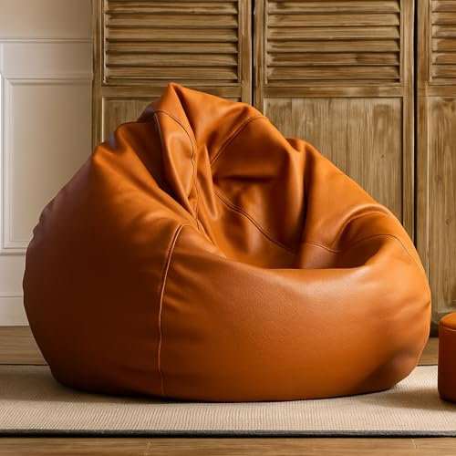 DreamNest - Karl - Housse Pouf Géante 100cm en Simili Cuir sans Remplissage | Forme Goutte d’Eau | Housse Beanbag Vide Ultra-Résistante pour Salon, Gaming, Chambre, Cinéma Maison