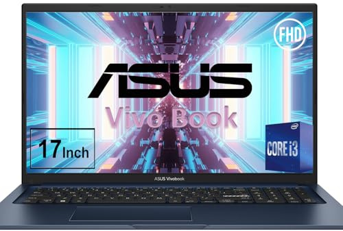 ASUS Vivobook Ordinateur portable professionnel 17,3 | Processeur Intel 6 Core i3 | Intel UHD Graphics | RAM DDR4 16 Go, SSD 512 Go | Écran IPS FHD anti-reflet | Bleu | Office 365 pour le Web |