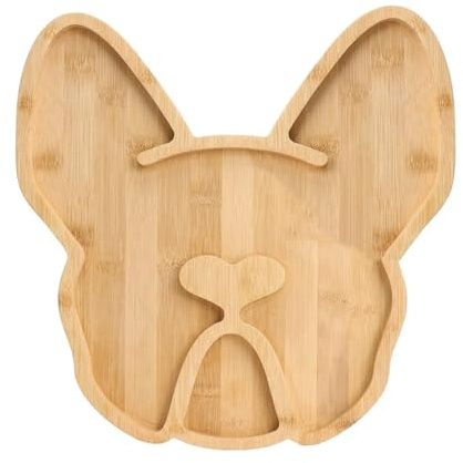 Cpolebev Tabla de Quesos de Bulldog Francés, de Charcutería Frenchie de 12 Pulgadas, Bandeja para Servir Divertida de Bambú Extragrande, de Aperitivo