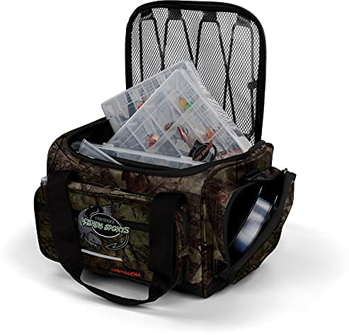 normani Angeltasche Anglertasche mit Kunstköderboxen Fischertasche Karpfentasche Spinnangeltasche Forellentasche mit 4 Geräteboxen Tackle Bag Hunting Camo OneSize