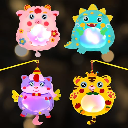 Lanterne Enfant, Lanterne Saint Martin Avec Bâton, Lampion Animaux, Kit Créatif pour Lanternes pour Enfants, Kit de Décoration pour Garçons Et Filles (Vert)