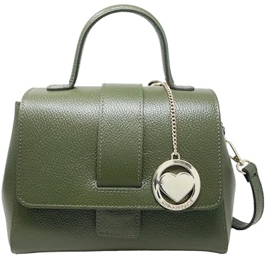 Chicca Borse Borsa Bauletto da donna in pelle, borsa a mano con tracolla