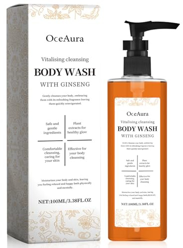 Gel Douche,Crème de Douche,Savon Liquide Vitalisant,Vitalisant avec Extrait de Ginseng,avec Pompe Doseuse,pour Corps,Hydrate votre Peau,Hydratant,Bouteille de 100 ml (100 ml)