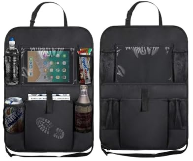 FUGLUS 2PCS protectores de respaldo de coche y organizador, tela Oxford 600D, resistente al agua, organizador para asiento trasero, protector de asiento de coche, protector de respaldo para coche