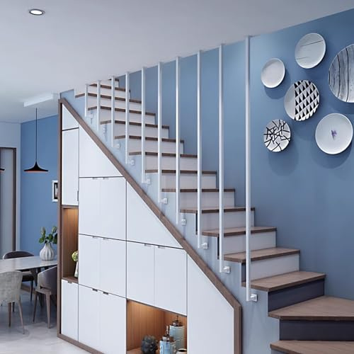 Kit de balustrade d'escalier moderne en métal blanc de type L en fer forgé pour intérieur/extérieur 135 cm et solution de sécurité élégante