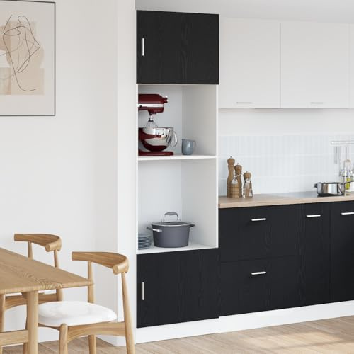 Générique Meuble pour Micro-Ondes chêne Noir 60x57x207 cm en Bois d'ingénierie,Meubles,Armoires & Meubles de Rangement,Meubles de Cuisine,Noir,54 KG,3334018