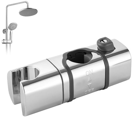 Qixeva Support de douche mural sans perçage, réglage 20-25 mm, rotation horizontale à 360°, support de douche pour barre de douche, support pommeau de douche en ABS chromé, convient pour pulvérisateur