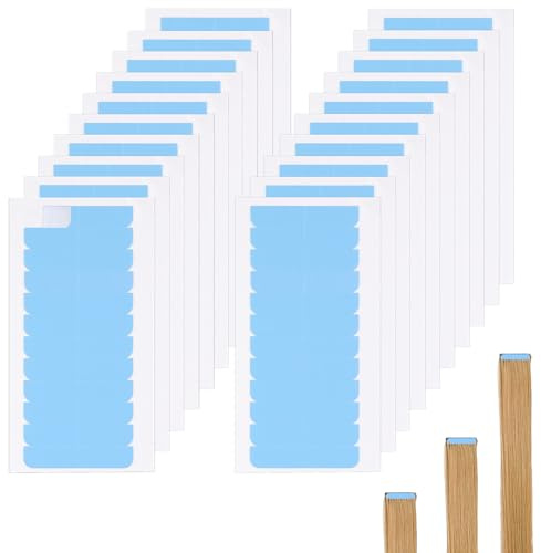 240 Pcs Hair Tapes Double Sided Hair Extension Tape Tabs Adhesive Tape in Hair Extensions Tape Human Hair Weft Replacement for Hair Extensions, Wigs, and Hairpieces, Blue