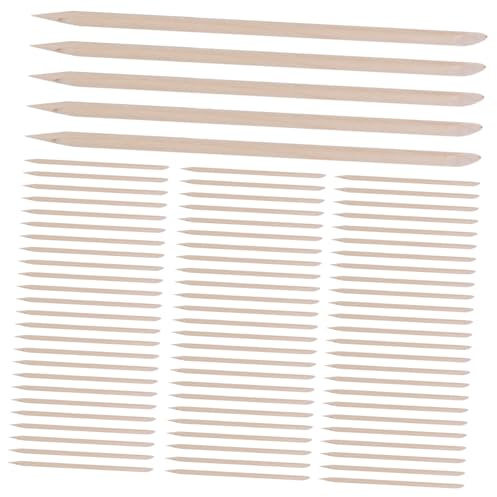 GALPADA 100 Bastoncini di Legno Arancione Manicure e Pedicure Doppia Punta Piatta e Inclinata, Resistenti e Pulire Cuticole e Scanalatura Unghie