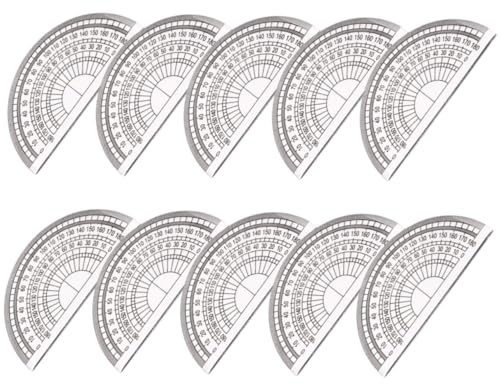 Angoily Transportador de Plástico Transparente de 180 Grados Pequeño 10 Piezas para Matemáticas y Dibujo Herramienta Escolar Precisa para Medir Ángulos y Delineación