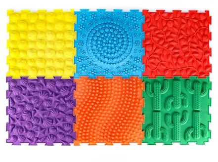 6 Piezas Alfombras de Rompecabezas de Masaje Sensorial para Niños y Adultos - Alfombra de Juego Ortopédica 30cm para Juego Sensorial(6-Piece Set-2)