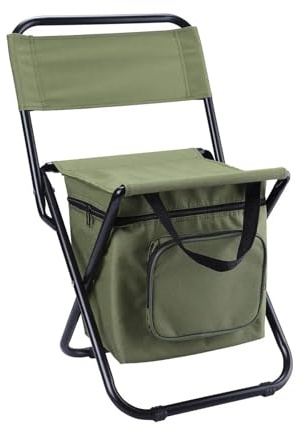 HNULGVI Fiskestol Multifunktionell Utomhus Bärbar Hopfällbar Stol 3 I 1 Med Fritidsfiske Ryggstöd Isolerad Camping Förvaringspåse för Camping(Green 01)