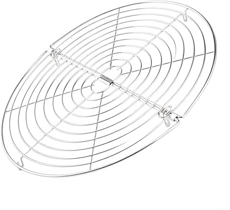 Entgoinggo Foldable 12.7 Inch Round Cooling Rack, for Cakes and Bread Carbon Steel Grill Mesh, for Oil Draining Portable Camping BBQ Grid, for Oven and Kitchen(Silver)