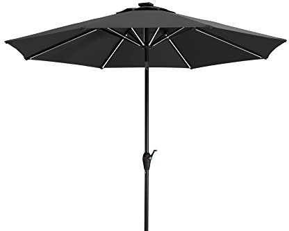 Schneider Sonnenschirm Blacklight, anthrazit, ca. 270 cm rund, 790-15, Gestell Aluminium, Bespannung Polyester, 6 kg