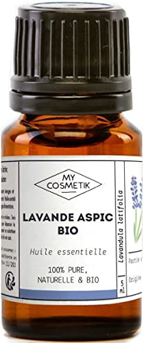 MY COSMETIK - Ätherisches Lavendel-Aspiköl - Aus biologischem Anbau - HEBBD/HECT chemotypisiert - 100% rein und natürlich - ECOCERT-zertifiziert - 5 ml