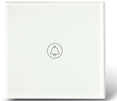 Interruptor de timbre de puerta táctil, interruptor de pared, estándar de la UE, CA 110-250 V, panel de cristal blanco táctil