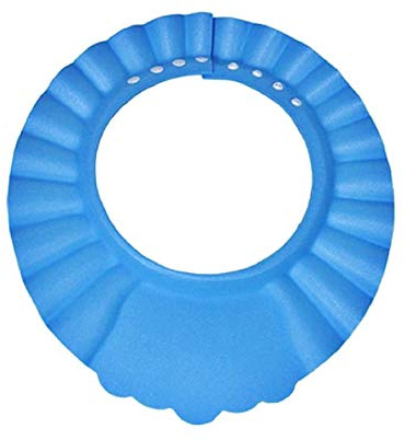(Mod.1 Blau) Badehaube Bad Dusche Schutz Augen Ohren Kinder Weich Verstellbar Bequem Bunt Geschenkidee Spritzschutz Silikon Baby