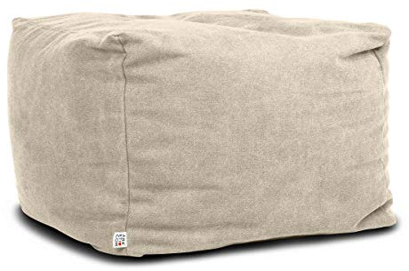ARKETICOM Soft Cube Pouf Sacco Poggiapiedi Sfoderabile 60x42 Avorio