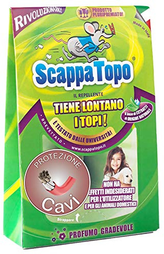 SCAPPATOPO Il Bio-Repellente Cavi – Repellente per Topi per Cavi Elettrici, Computer, Caldaia e Impianti e quadri elettrici – Dissuasore per Topi – Confezione 4 Pezzi da 50 g