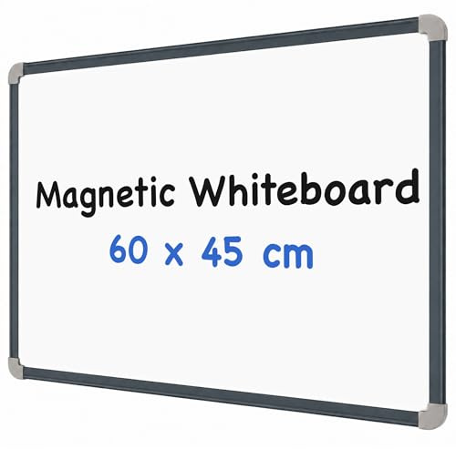 Fridge Magic Tableau blanc magnétique polyvalent A2 avec cadre en plastique durable et dos en bois – 60 x 45 cm – Idéal pour la maison, le bureau et un usage éducatif