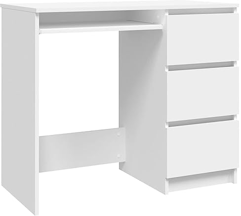 vidaXL Schreibtisch mit 3 Schubladen, 90 x 45 x 76 cm, Weiß