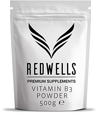 Vitamin B3 Powder Nicotinamide REDWELLS Non Flush Powder GMO Free - 500g Pack