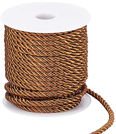 PH PandaHall Twisted Rope Trim Thread, 5mm Twisted Cord 59 Feet Decorative Rope for DIY, Crafts, School Projects, Home Decors, Curtain Tieback, Honor Cord (Saddle Brown)