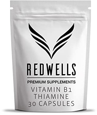 Vitamin B1 Capsules Thiamine REDWELLS No Additives High Strength 200mg - 30 Pack