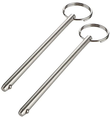 2 Pack Long Quick Release Pin, Diameter 1/4(6.3mm), Overall Length 4-3/4(120mm), Usable Length 4.13(105mm), Full 316 Stainless Steel, Bimini Top Pin, Marine Hardware