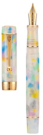 Jinhao 100 Centennial Rainbow Resin Fountain Pen, Iridium Fine Nib Gold Trim Office Writing Pen