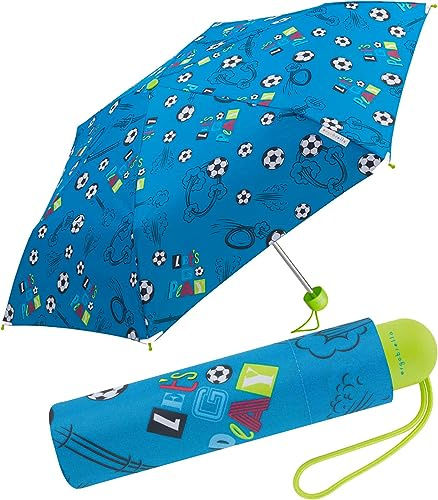 Ergobrella Paraguas de bolsillo para niños con elementos reflectantes, 89 cm, fútbol