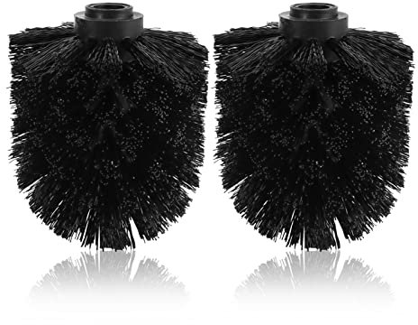 Fiacvrs Toilet Brush Replacement Head Cleaning Tool, 2PCS Toilet Bowl Clean Replacement Brush Head with Durable Stiff Bristles Screw-On Design for wc Bathroom Deep Cleaning(Black)