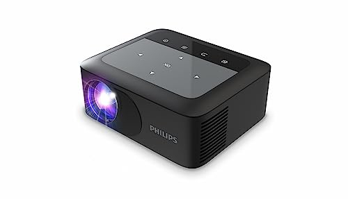 Philips NeoPix 110, Mini Videoproiettore, True HD 720p, Display 65, Duplicazione dello Schermo, Wi-Fi, Dual Band integrato, Connettività HDMI e USB, Nero
