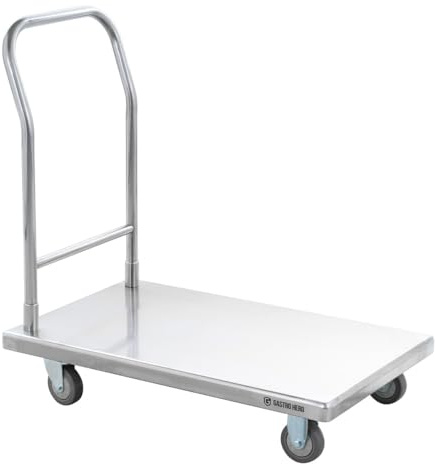 GastroHero Transportwagen/Plattformwagen FT-A, 90 x 55 x 87 cm, bis 300 kg Traglast, Edelstahl Gastronomiebedarf