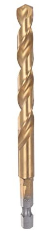 sourcing map 1/4 Hexagonal Vástago Taladro 8,5mm Titanio Brocas M35 | Juego Alta Velocidad Acero Helicoidal Taladro 115mm Largo, para Madera Inoxidable Acero Metal