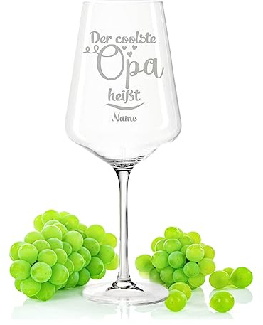 GRAVURZEILE Leonardo Weinglas mit Gravur - Der coolste Opa heißt - Personalisiert mit Namen - Geschenke für Opa zum Geburtstag oder Vatertag - Für den coolsten Großvater - Farbe Puccini
