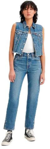 Levi's Damen Jeanshose 501 Crop High Rise, Straight Fit, Blau (Treat Yourself), W25/L26